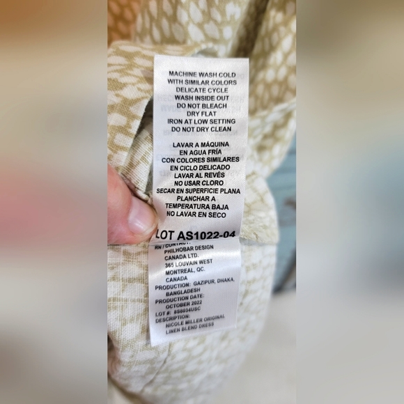 NWT NICOLE MILLER Original Womens Large White/Tan Tiered Hem Linen Blend Dress - Picture 5 of 6